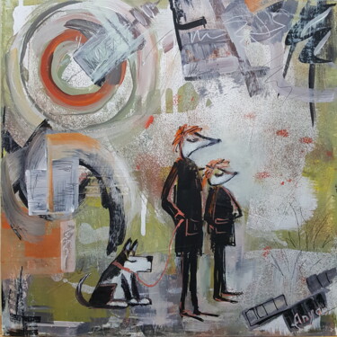 Malerei mit dem Titel "Evening walk on the…" von Anya Komaristaia-Dumouchel, Original-Kunstwerk, Acryl