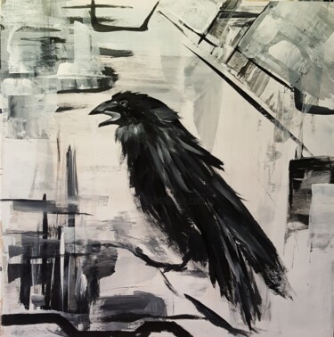 Painting titled "Raven" by Anya Komaristaia, Original Artwork, Acrylic