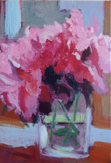 Painting titled "Pink flowers" by Anyck Alvarez Kerloch, Original Artwork, Acrylic