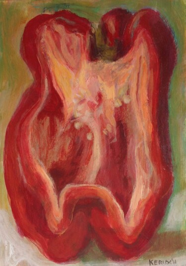 Картина под названием "Half of a red pepper" - Anyck Alvarez Kerloch, Подлинное произведение искусства, Акрил