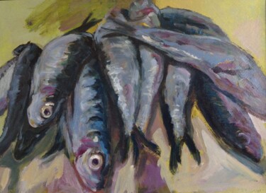 Peinture intitulée "Sardines" par Anyck Alvarez Kerloch, Œuvre d'art originale, Acrylique