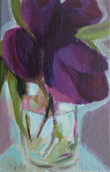 Painting titled "Tulipes Noires" by Anyck Alvarez Kerloch, Original Artwork, Acrylic