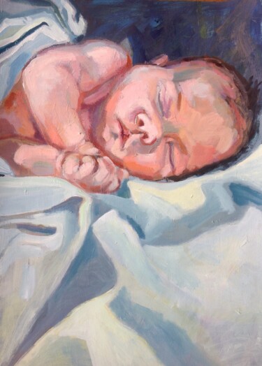 Malerei mit dem Titel "Sleeping Baby" von Anyck Alvarez Kerloch, Original-Kunstwerk, Acryl