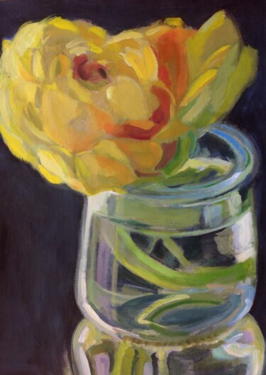 Картина под названием "Yellow Bloom" - Anyck Alvarez Kerloch, Подлинное произведение искусства, Акрил
