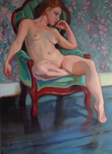 Pittura intitolato "Nude in Armchair" da Anyck Alvarez Kerloch, Opera d'arte originale, Acrilico