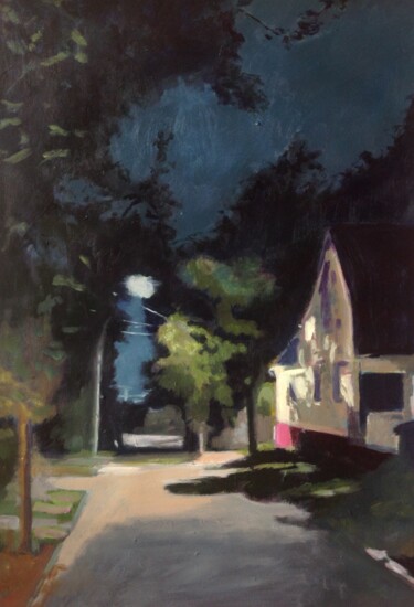 Malerei mit dem Titel "Landscape at Night" von Anyck Alvarez Kerloch, Original-Kunstwerk, Acryl