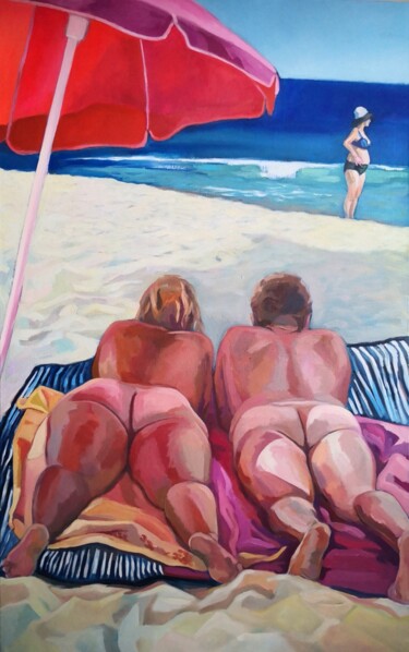 Peinture intitulée "Day at The Beach" par Anyck Alvarez Kerloch, Œuvre d'art originale, Acrylique