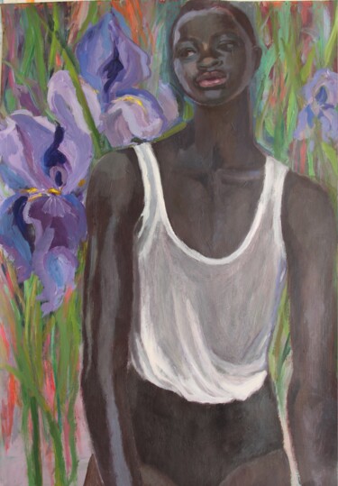 Painting titled "Among Flowers" by Anyck Alvarez Kerloch, Original Artwork, Acrylic