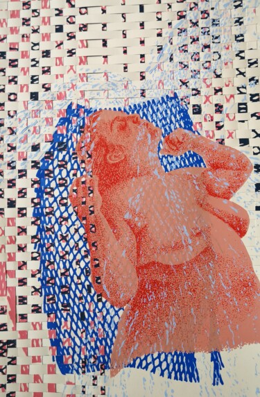 Prenten & gravures getiteld "Under The Shower" door Anyck Alvarez Kerloch, Origineel Kunstwerk, Zeefdruk