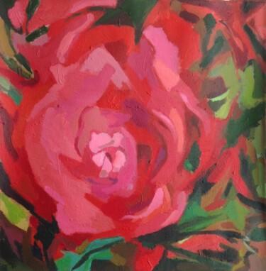 Картина под названием "Rose Rouge" - Anyck Alvarez Kerloch, Подлинное произведение искусства, Акрил