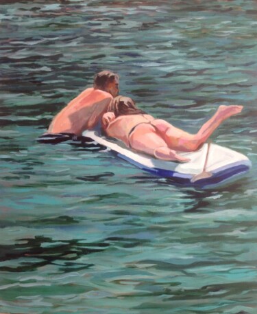 Malerei mit dem Titel "Floating Couple" von Anyck Alvarez Kerloch, Original-Kunstwerk, Acryl