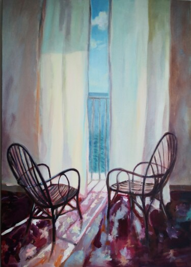 Pintura intitulada "Two Chairs and A Wi…" por Anyck Alvarez Kerloch, Obras de arte originais, Acrílico