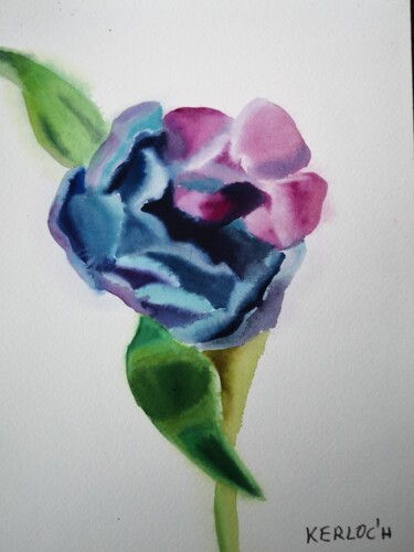 Pintura intitulada "Purple Tulip" por Anyck Alvarez Kerloch, Obras de arte originais, Aquarela