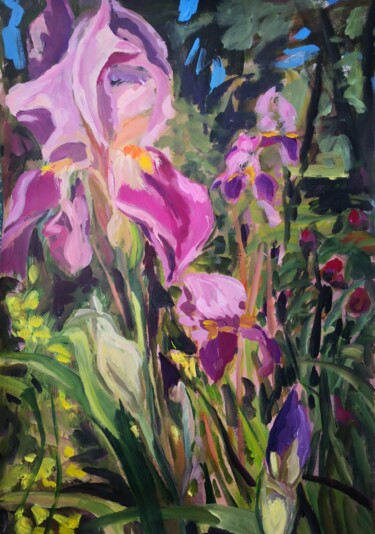 Ζωγραφική με τίτλο "Iris Field" από Anyck Alvarez Kerloch, Αυθεντικά έργα τέχνης, Ακρυλικό
