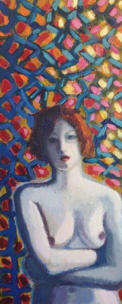 Peinture intitulée "Girl with red hair" par Anyck Alvarez Kerloch, Œuvre d'art originale, Acrylique