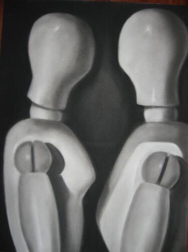 Рисунок под названием "The pair" - Anyck Alvarez Kerloch, Подлинное произведение искусства, Древесный уголь