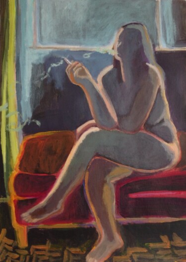 Картина под названием "Smoker III" - Anyck Alvarez Kerloch, Подлинное произведение искусства, Акрил