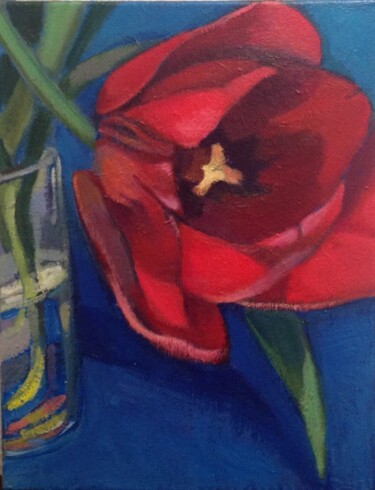 Pittura intitolato "The red tulip" da Anyck Alvarez Kerloch, Opera d'arte originale, Acrilico