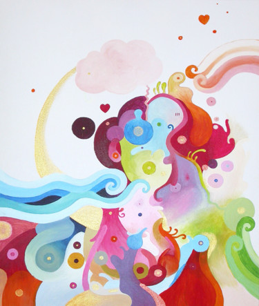 Peinture intitulée "Dans les nuages" par Anyse Alagama, Œuvre d'art originale, Acrylique