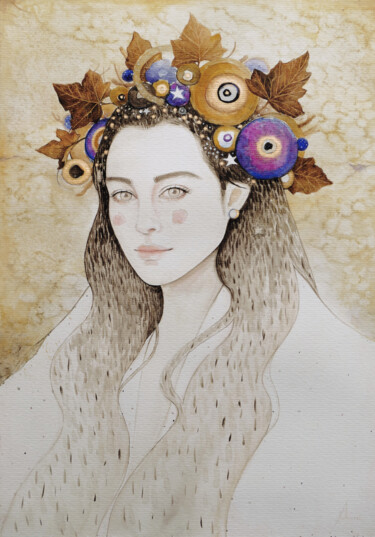 Dessin intitulée "Hedera" par Anyse Alagama, Œuvre d'art originale, Aquarelle