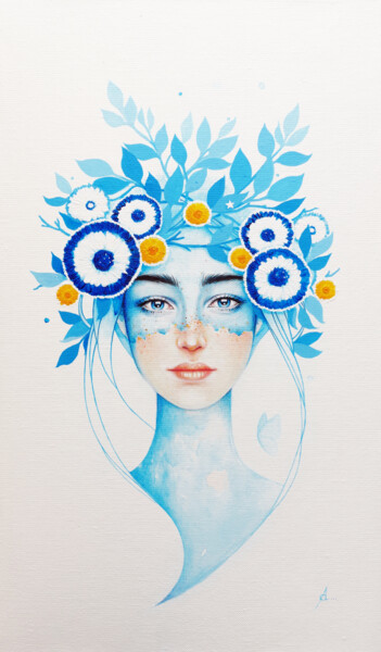 Peinture intitulée "Elle bleue" par Anyse Alagama, Œuvre d'art originale, Acrylique