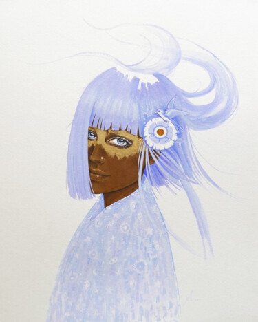 Peinture intitulée "Bleu lilas" par Anyse Alagama, Œuvre d'art originale, Acrylique