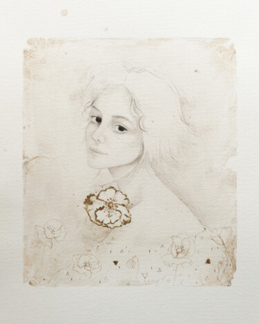 Desenho intitulada "La fille aux coquel…" por Anyse Alagama, Obras de arte originais, Acrílico