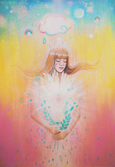 Peinture intitulée "Le soin du coeur" par Anyse Alagama, Œuvre d'art originale, Acrylique