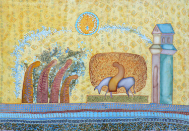 Art textile intitulée "Вход Господень в Ие…" par Anzhela Golodetskaia, Œuvre d'art originale, Tissu
