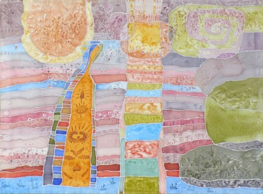 Текстильное искусство под названием "Мои десять солнц" - Анжела Голодецкая, Подлинное произведение искусства, Ткань