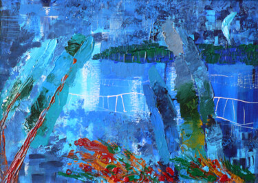 Pintura titulada "Ночной пейзаж" por Anzhela Golodetskaia, Obra de arte original, Acrílico