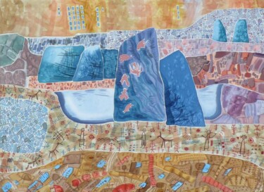 Картина под названием "Пути" - Анжела Голодецкая, Подлинное произведение искусства, Ткань