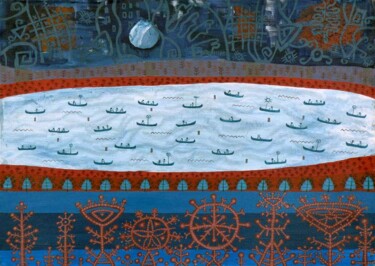 Painting titled "Куда плывем?" by Anzhela Golodetskaia, Original Artwork, Acrylic