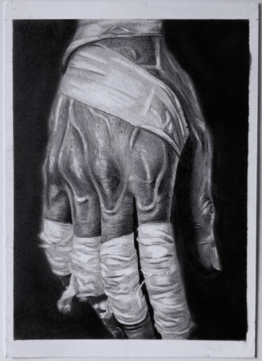 Drawing titled "Рука забинтованная…" by Anzela Karpova, Original Artwork, Pencil