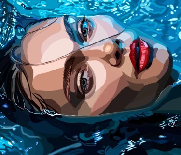 Digital Arts titled "Глубокие воды" by Anzela Karpova, Original Artwork, Digital Painting