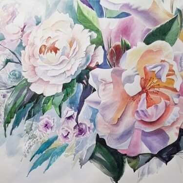 Painting titled "Акварельная фантазия" by Anzelika Kondracionova, Original Artwork, Watercolor