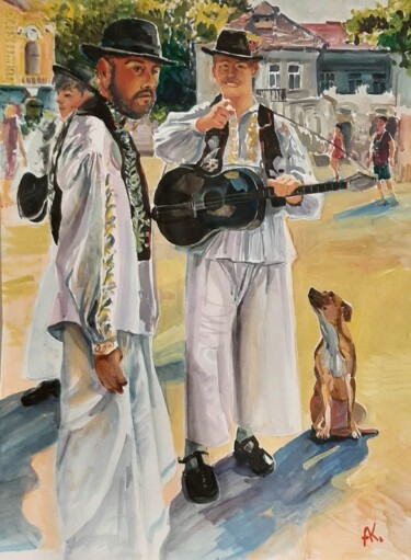 Painting titled "Праздник в Суботице" by Anzelika Kondracionova, Original Artwork, Watercolor