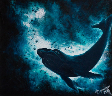 Painting titled "Whale" by Anzhela Bagramyan, Original Artwork, Acrylic