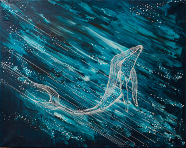 Картина под названием "Звездный кит" - Anzhela Bagramyan, Подлинное произведение искусства, Акрил
