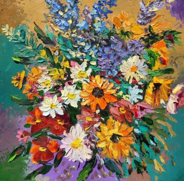 Pintura titulada "Полевые цветы" por Anzhelika Izzi, Obra de arte original, Oleo