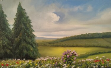 Painting titled "Fieldes of happines…" by Anzhelika Izzi, Original Artwork, Oil