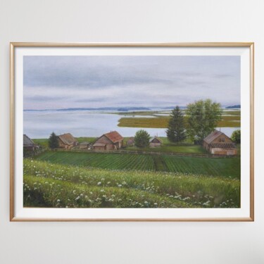 Painting titled "Summer landscape, v…" by Anzhelika Izzi, Original Artwork, Oil Mounted on Wood Stretcher frame