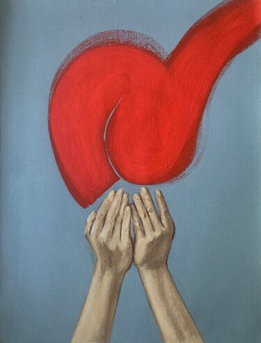 Картина под названием "emotion-red line, h…" - Anzhelika Klimina, Подлинное произведение искусства, Акрил