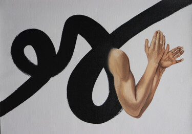 Painting titled "One clap-BLACK LINE…" by Anzhelika Klimina, Original Artwork, Acrylic