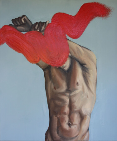 Painting titled "SECOND SKIN -OIL PA…" by Anzhelika Klimina, Original Artwork, Oil Mounted on Wood Stretcher frame