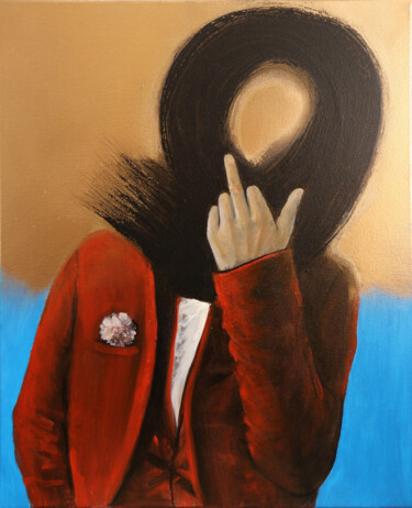 Painting titled "FUCK YOU -OIL PAINT…" by Anzhelika Klimina, Original Artwork, Oil Mounted on Wood Stretcher frame