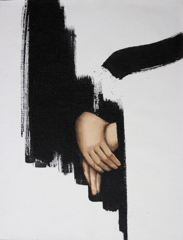 Картина под названием "HUMILITY-BLACK LINE…" - Anzhelika Klimina, Подлинное произведение искусства, Акрил