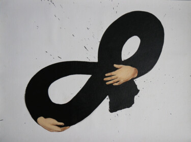 “Child”-oil painting, calligraphy, handns, black line Peinture intitulée "“Child”-oil paintin…" par Anzhelika Klimina, Œuvre d'art originale, Acrylique