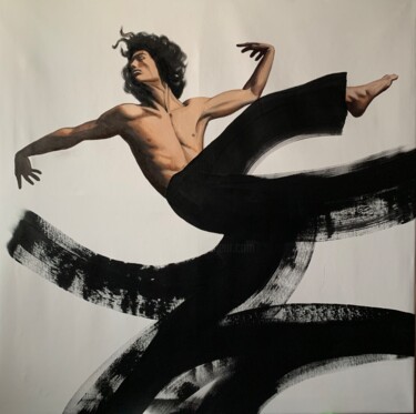 Painting titled "“jump”" by Anzhelika Klimina, Original Artwork, Oil Mounted on Wood Stretcher frame