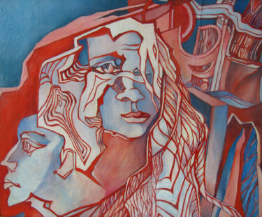 Peinture intitulée "Faces" par Anzhella Shmidtkhen, Œuvre d'art originale, Huile